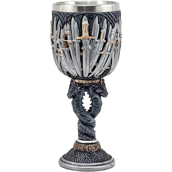 Medieval GOT Swords Chalice Goblet D&D Game Dragon Gifts Iron Throne Chalice Cup - Picture 7 of 7
